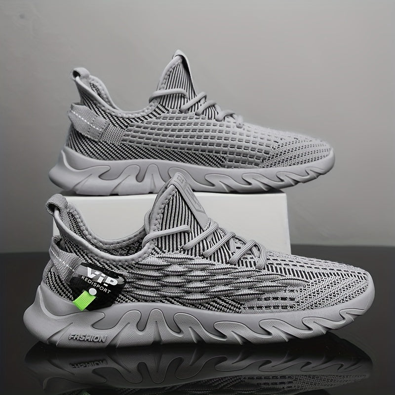 Men's Fish Scale Lace-Up Sneakers Lightweight Running Shoes