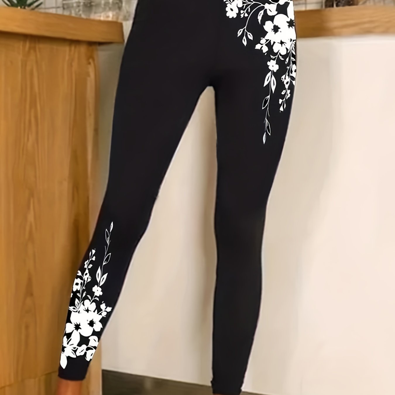Floral Print Leggings High Waist Slim Casual Leggings Women's Clothing