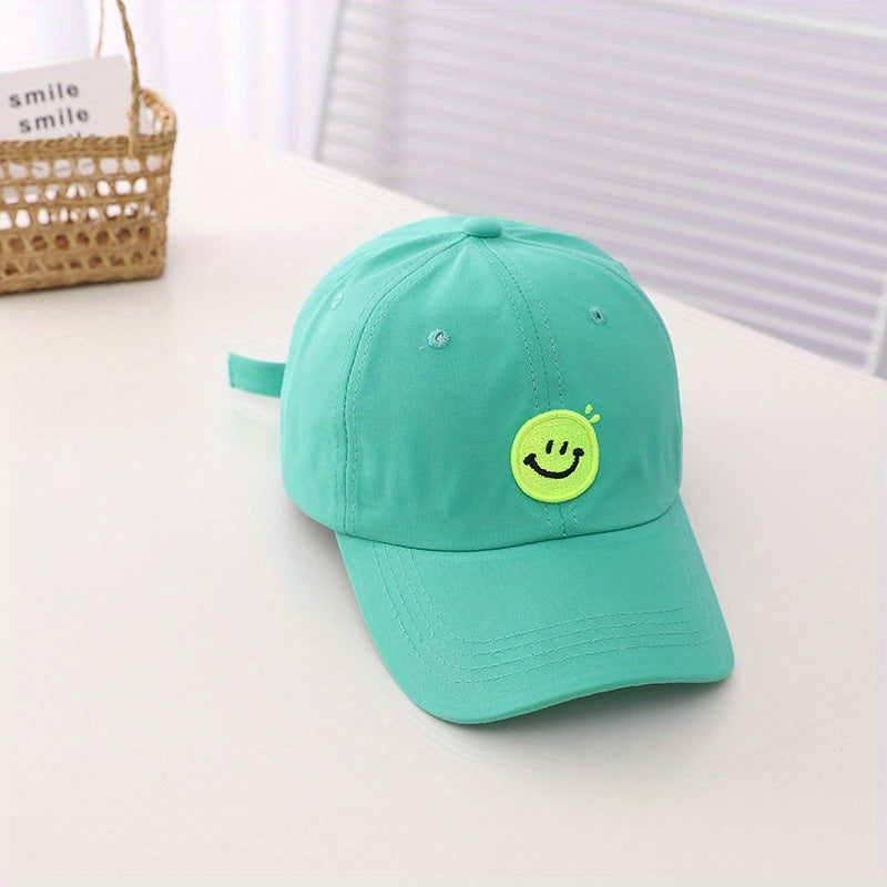 Kids Summer Peaked Cap Smiley Embroidery