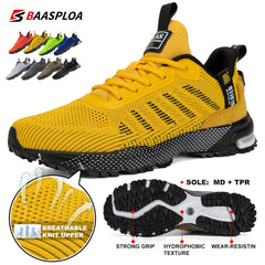 BAASLPOA Men's Knit Breathable Running Shoes for Outdoor Jogging