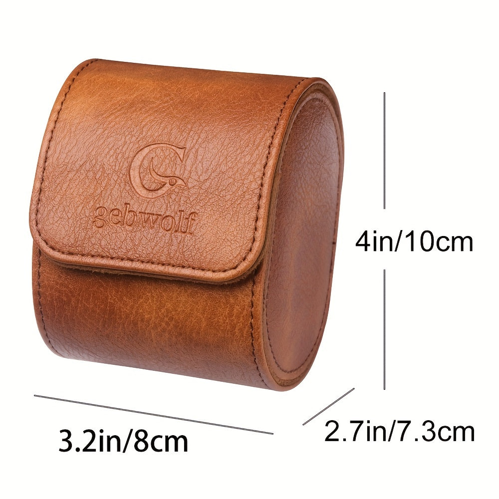 WESSLECO PU Leather Watch Storage Box Single Watch Case Holder