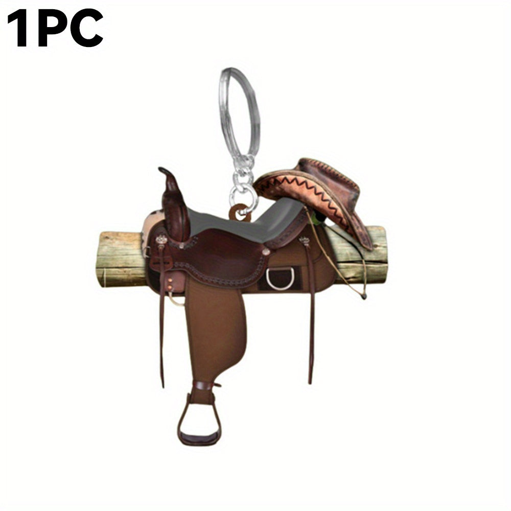 Western Cowboy Saddle Keychain Rearview Mirror Decoration