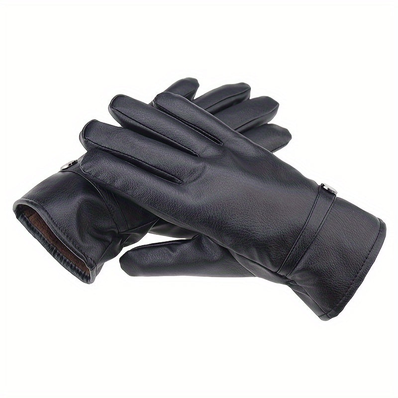 Winter Thickened Riding Gloves Warm Touch Screen Leather Gloves