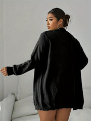 Women's Plus Open Front Long Sleeve Cardigan