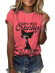 Letter Graphic Breathable Sports T-shirt Round Neck Alphabet Workout Top