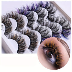 5 Pairs Colored Faux Mink Lashes Fluffy Natural Volume Eyelashes Extension