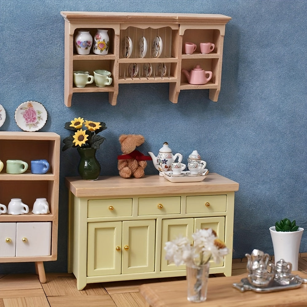 1:12 Dollhouse Cabinet w/ Mint Green Doors