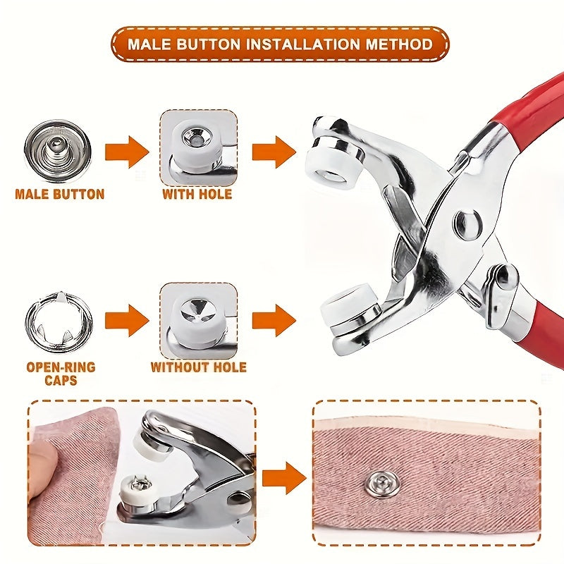 200pcs Metal Sewing Button and Snap Fastener Pliers Set