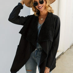 Waterfall Collar Solid Coat Casual Long Sleeve Open Front Outerwear