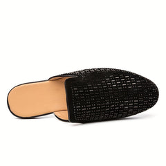 Women's Rhinestone Flat Mules Closed Toe Slip On Anti skid Slides Shoes