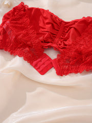 Women's Plus Ruched Heart Lace Tube Bra
