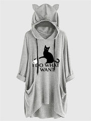 Women's Cartoon Graphic 3D Ears Hoodie