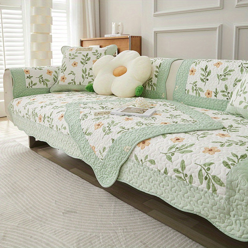 Cotton Flower Printed Sofa Slipcover Machine Washable Sofa Cover