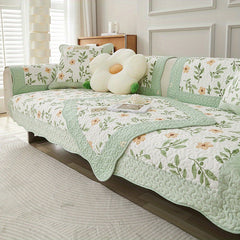 Cotton Flower Printed Sofa Slipcover Machine Washable Sofa Cover