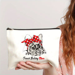 French Bulldog Print Makeup Bag Roomy Storage with Zipper