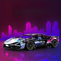 Stylish Cyberpunk Sports Car Building Block Model Medium Difficulty DIY