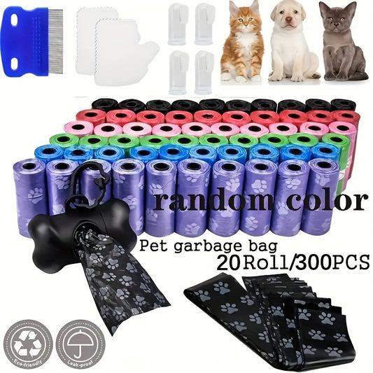 Dog Poop Bags 300pcs with Pet Cleaning Kit
