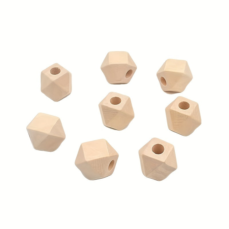 10pcs 14mm Polygonal Lotus Wood Beads for DIY Jewelry Making