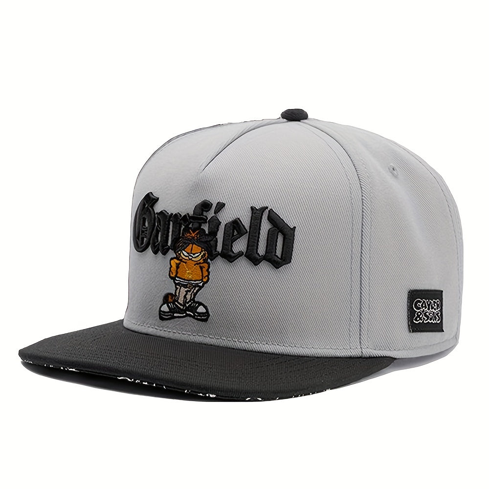 Cat Embroidery Men's Flat Brim Baseball Cap Snapback Hat