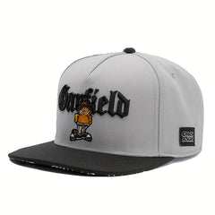 Cat Embroidery Men's Flat Brim Baseball Cap Snapback Hat