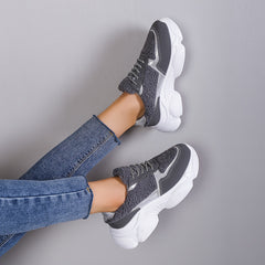 Women's Cozy Fleece Chunky Sneakers Winter Sport Shoes