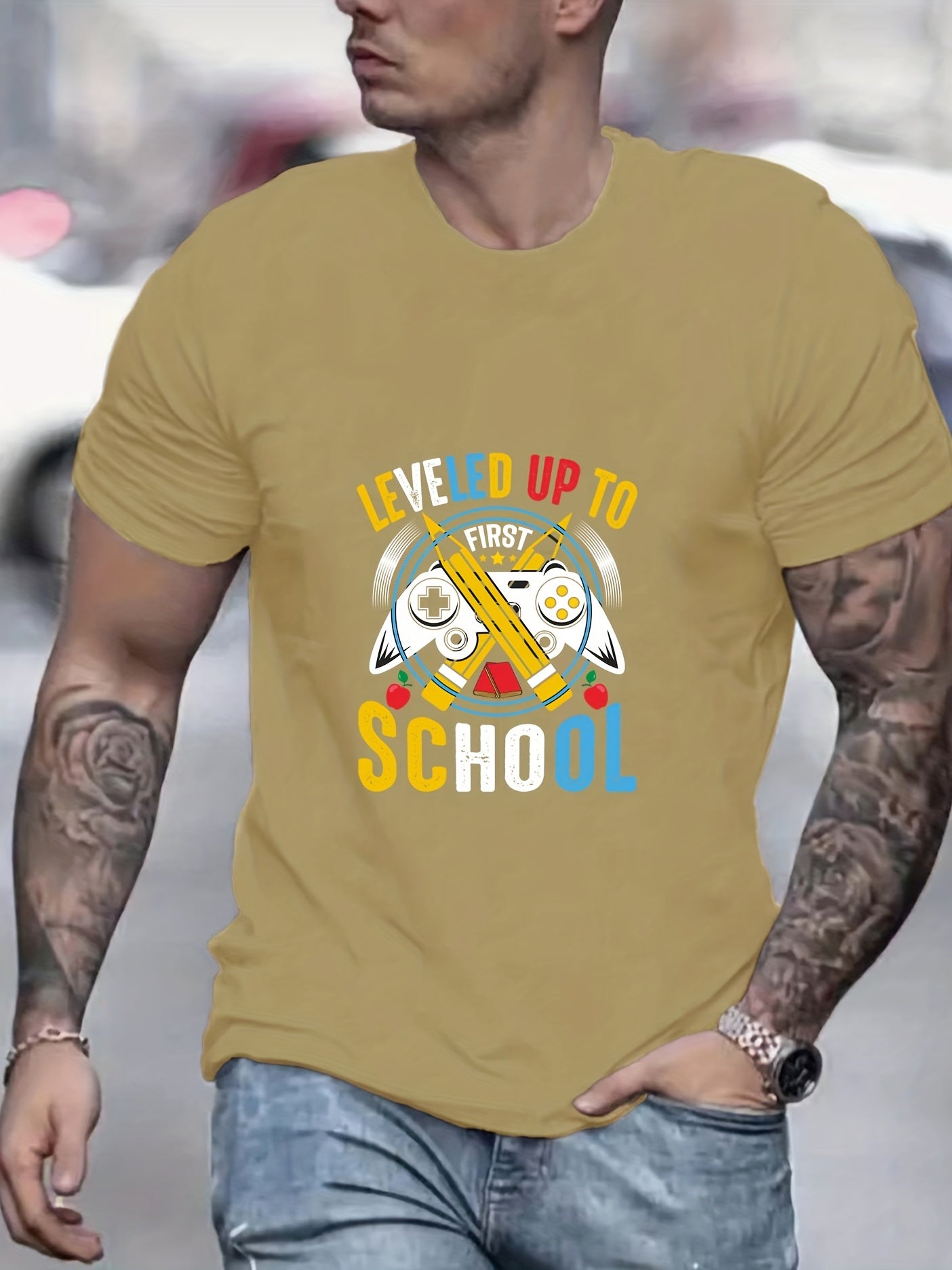 Men's Graphic Crew Neck Active T-shirt for Summer