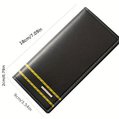 Men's Casual Litchi Embossed Long Wallet With Card Slots