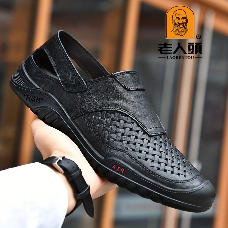 LAORENTOU Men's Leather Sandals for Hiking Trekking