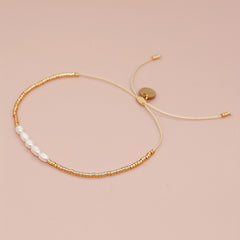 Golden Freshwater Pearl Beaded Bracelet for Girls Kids