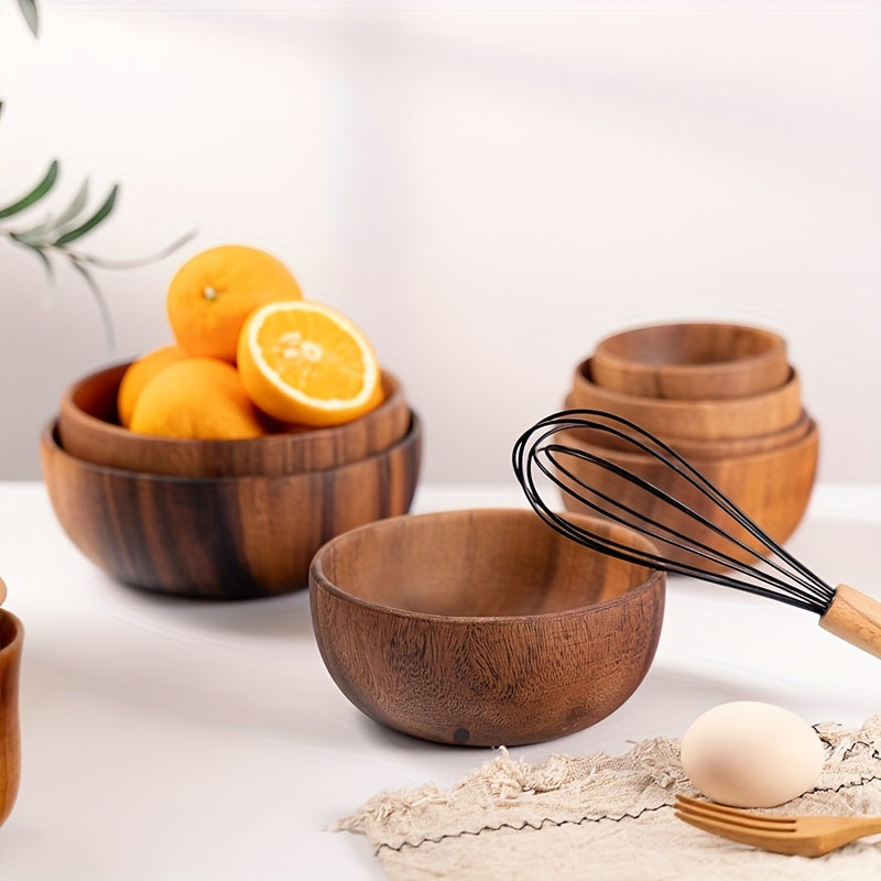 Solid Wood Salad Bowl Outdoor Camping Dining Utensils