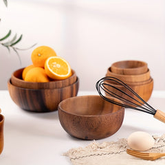 Solid Wood Salad Bowl Outdoor Camping Dining Utensils
