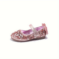 Girl's Sequin Bow Flat Dancing Shoes