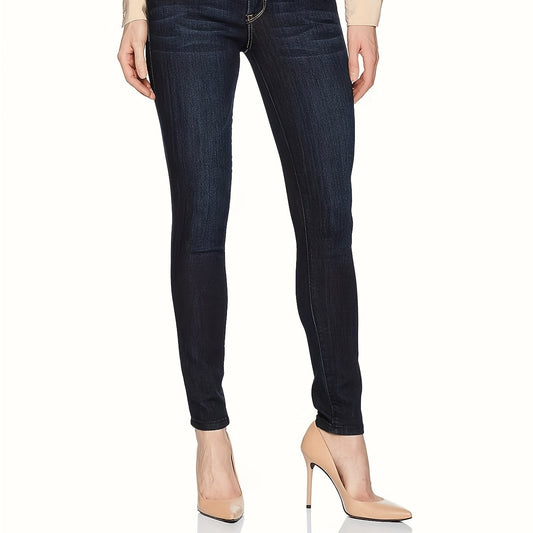Washed Button Fly Stretch Skinny Jeans