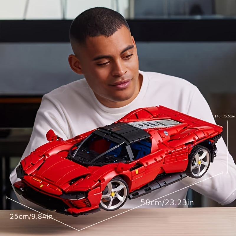 Red Sports Car Building Block Toy Set for Adults