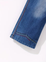 Girls' Tiny Hearts Embroidered Cropped Jeans Capris