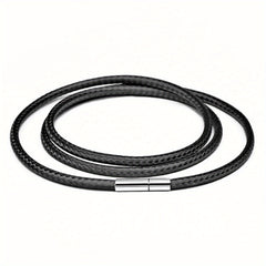 3mm Wax Leather Cord Choker Necklace Stainless Steel Clasp Thin 16 30 Mens