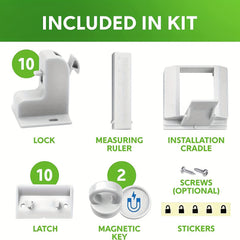 10 Magnetic Baby Safety Locks 2 Keys Easy Installation