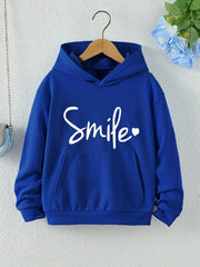 Girls 'Smile' Letter Print Hooded Sweatshirt Pullover Hoodie