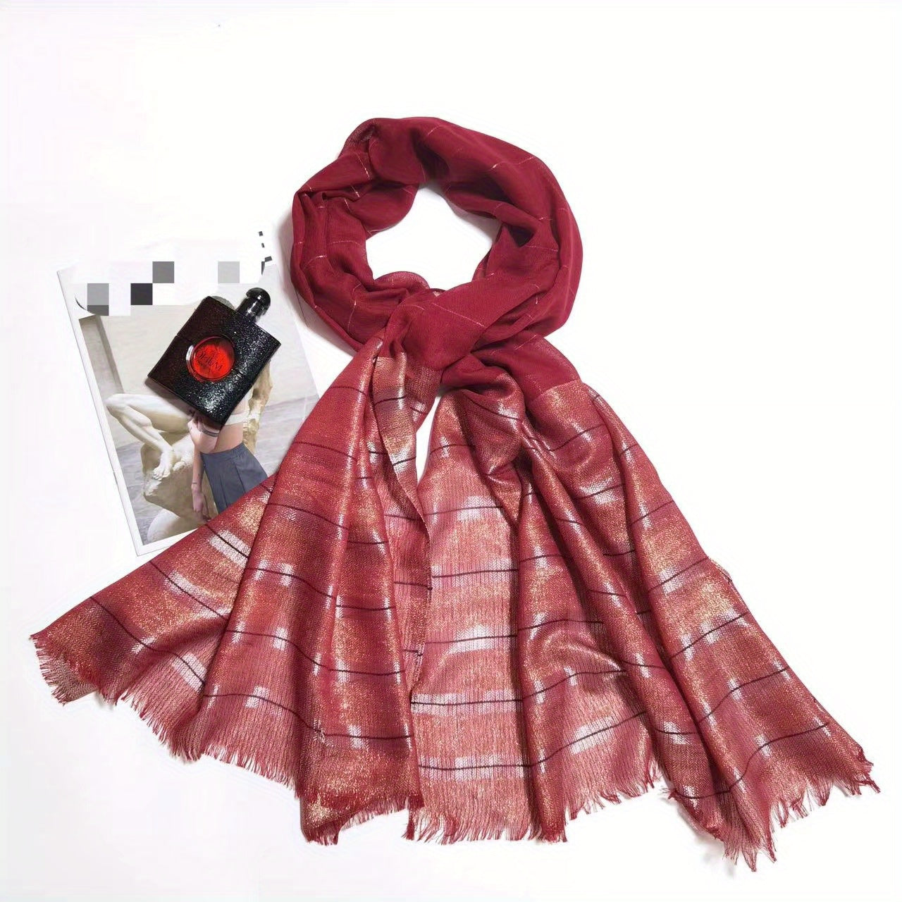 Arab Yarn Fringed Scarf Silky Shawl Lightweight Shawl Wrap