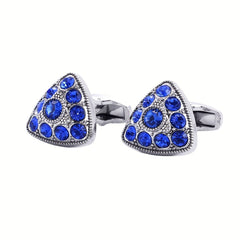 2pcs Triangle Crystal Cufflinks Closure Buckle For Men