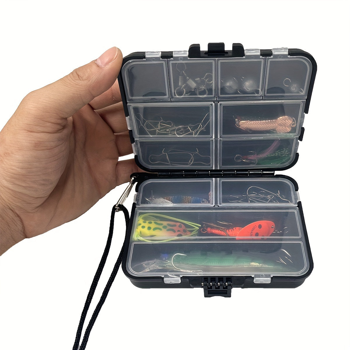 1pc Fishing Access. Storage Box Lanyard Multi-use Plastic Tackle Box