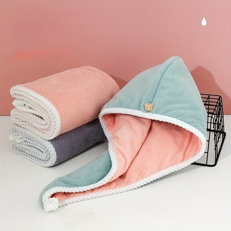Soft Hair Drying Cap Double Layer Thickened Hair Towel Absorbent Quick Drying