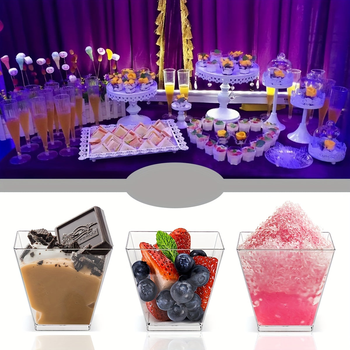 10pcs Square Mousse Cup Disposable Cake Cup Party Supplies