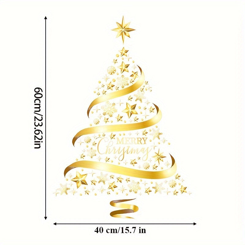 Golden Christmas Tree Window Stickers