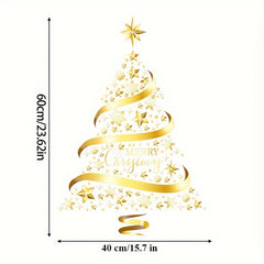 Golden Christmas Tree Window Stickers