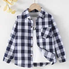 Boys Plaid Shirts Long Sleeve Button Down Tops Spring Fall Outwear