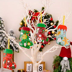 2pcs Tin Stocking Candy Jar Christmas Hanging Decoration