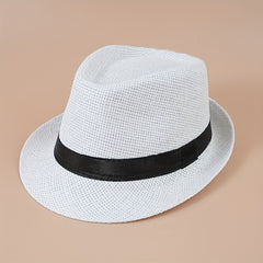 Vintage Jazz Fedora Cap Trilby Hat Straw Sun Hat