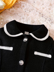 Toddler Baby Girls Tweed Coat Single Breasted Long Sleeve Outwear