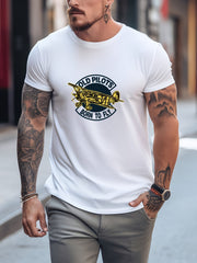 Plane Pattern Leisure Sports T shirt Men's Casual Street Style Stretch Tee Shirt